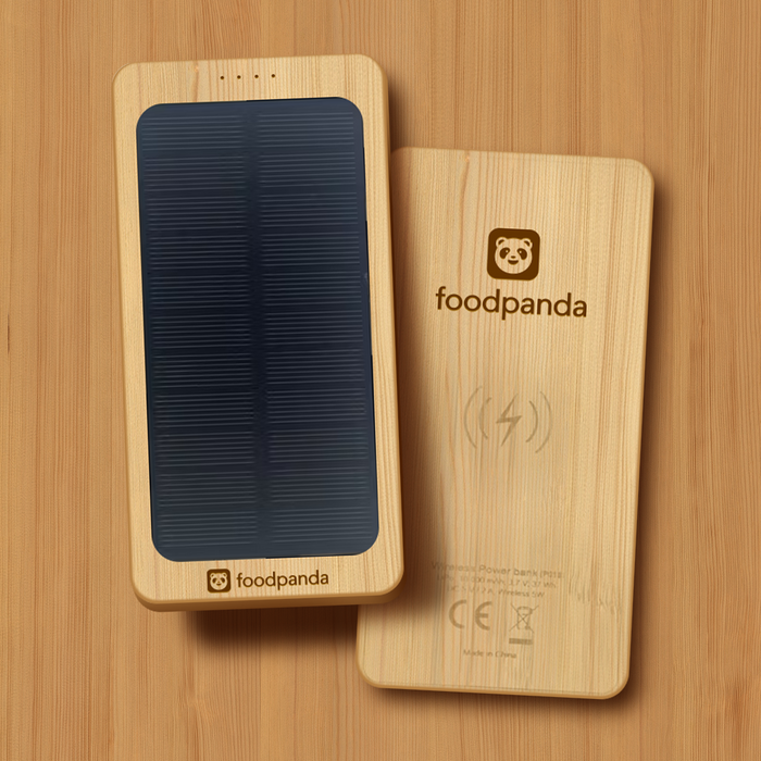 10,000 mAh Bamboo Solar Wireless Powerbank